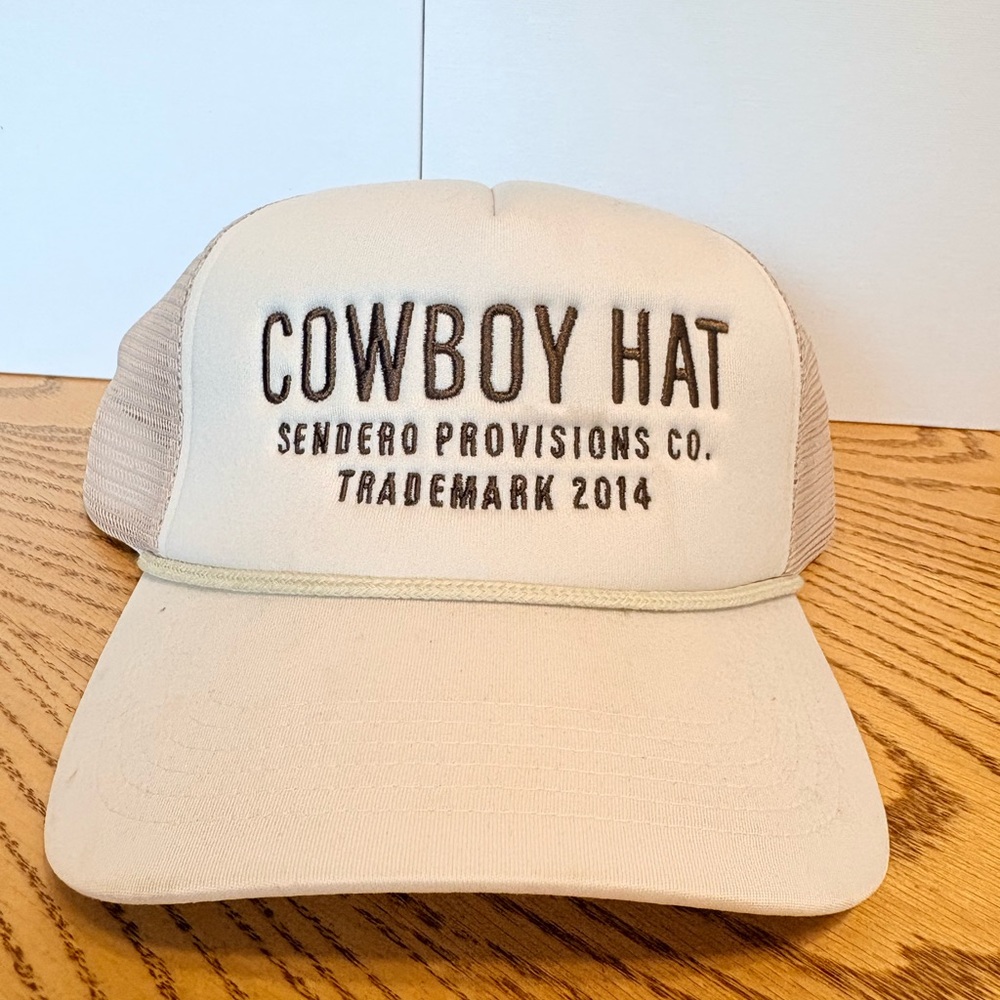 Cowboy Hat Embroidered Trucker Cap - Cream by Sendero Provisions Co.